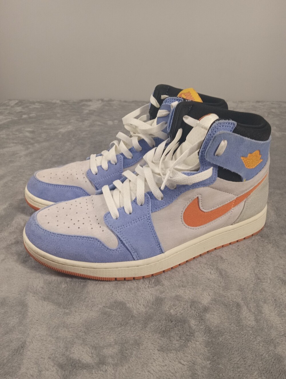 Air Jordan 1 High Top Sneakers - Blue, Orange, Cream Suede Size 11